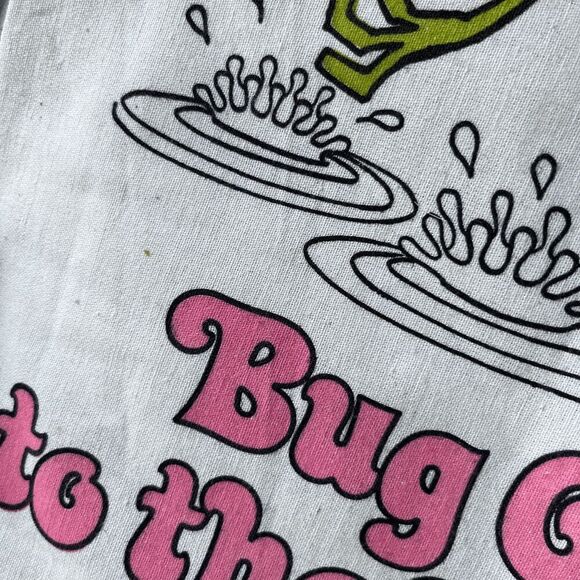 Vintage RAID! Bug Out to the Beach Canvas Drawstring Bag 80s Promo 18"x11" - Picture 10 of 11